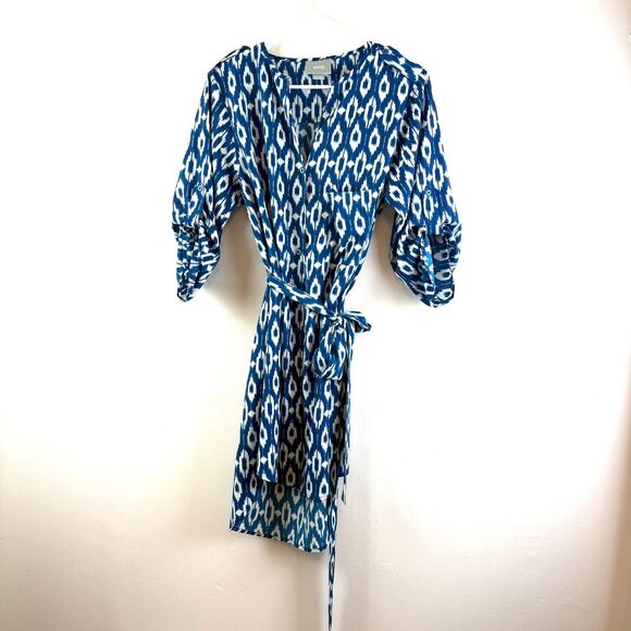 Anthropologie Maeve Ikat Frequencies Shirt Dress Oversized Chic Office Size M - Picture 1 of 12